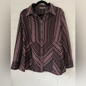 🌻$11 DEAL!🌻 Apt. 9 Black and Pink Striped Top 1X